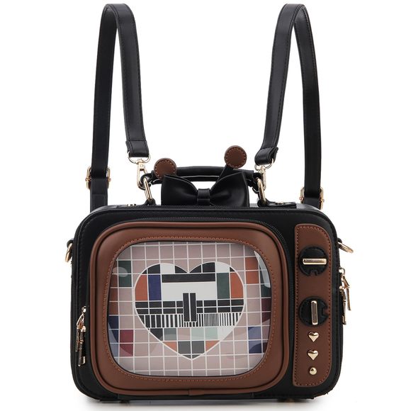 Retro Tv Shaped Ita Bag Backpack Small Pin Display Bag With Inserts Cute Ita ;) - Picture 1 of 9